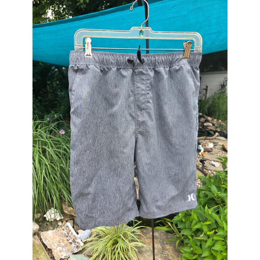 Hurley Boys XL Gray Heathered Board Shorts Swim Trunks Elastic Waist Drawstring
